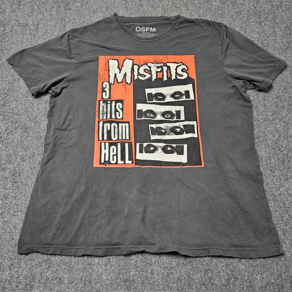 Misfits TShirt Mens OSFM Gray 3 Hits From Hell Punk Rock Graphic Tee Band Shirt